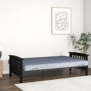 RealRooms Elbi Futon Frame with Wood Arms - Espresso - Full
