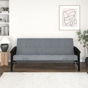 RealRooms Elbi Futon Frame with Wood Arms - Espresso - Full
