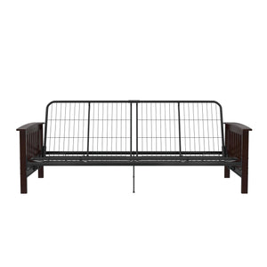 RealRooms Elbi Futon Frame with Wood Arms - Brown - Full