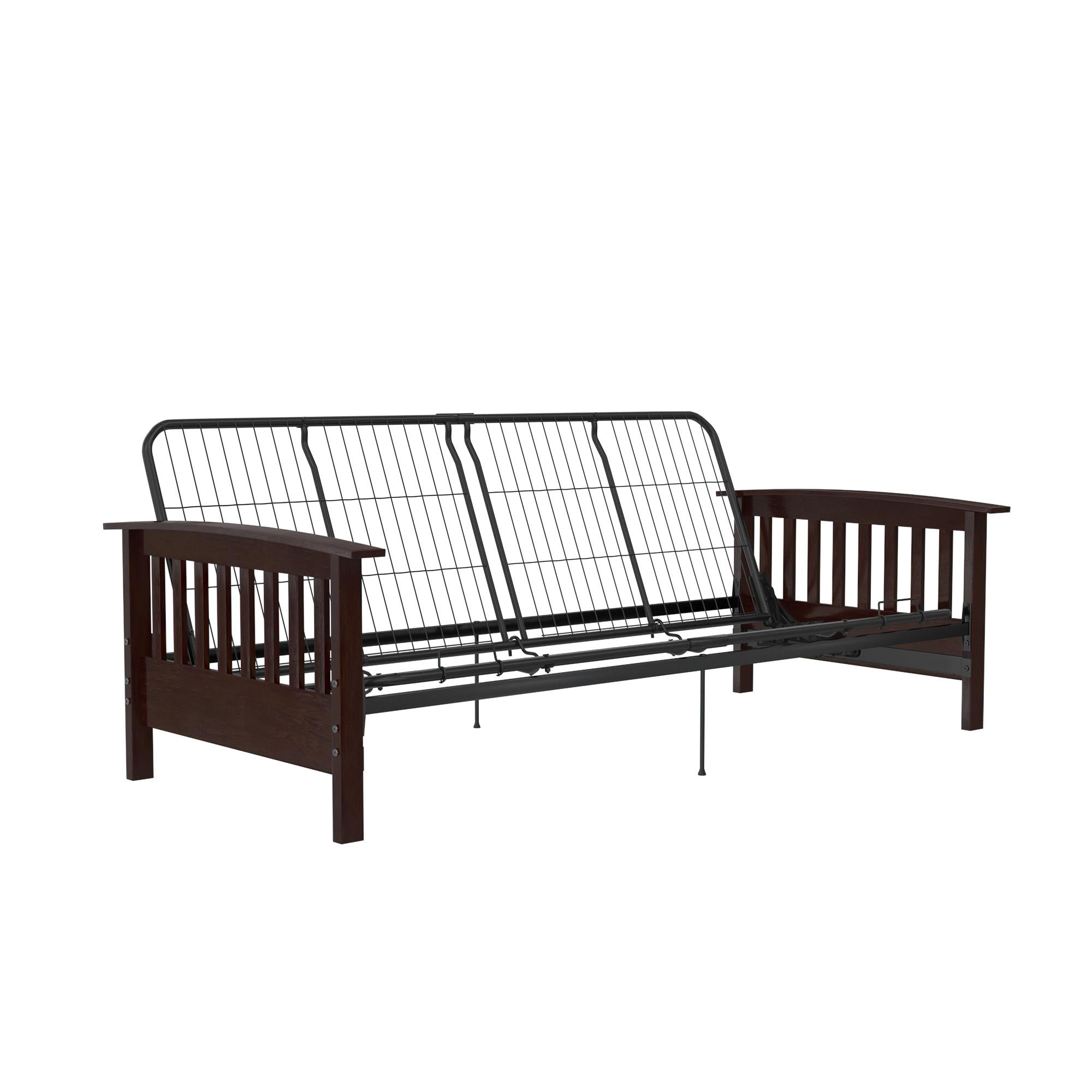 RealRooms Elbi Futon Frame with Wood Arms - Brown - Full