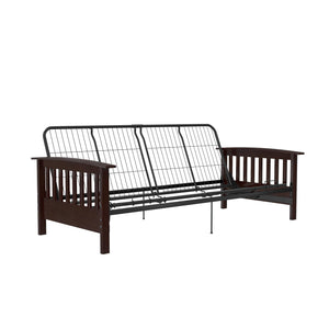 RealRooms Elbi Futon Frame with Wood Arms - Brown - Full
