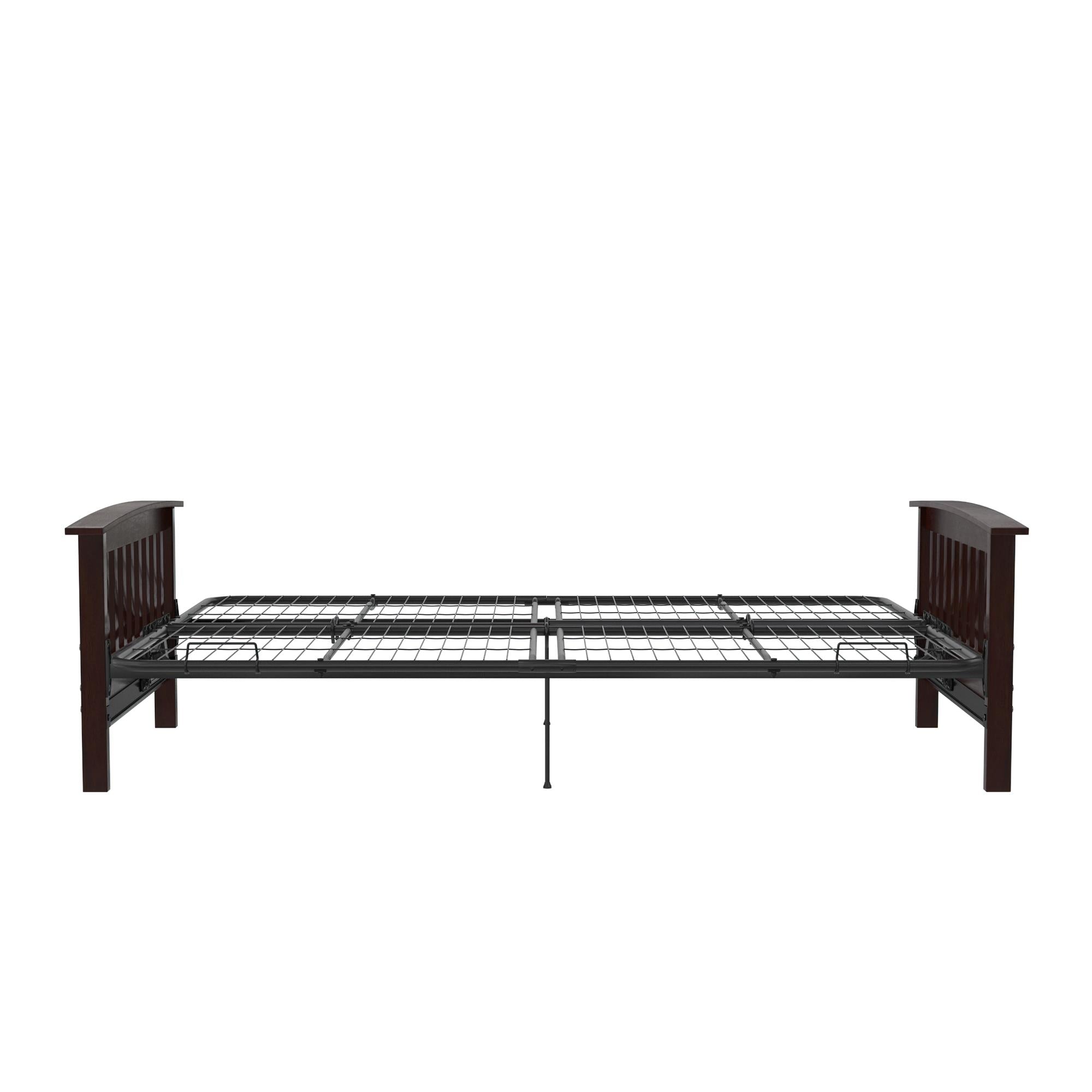 RealRooms Elbi Futon Frame with Wood Arms - Brown - Full
