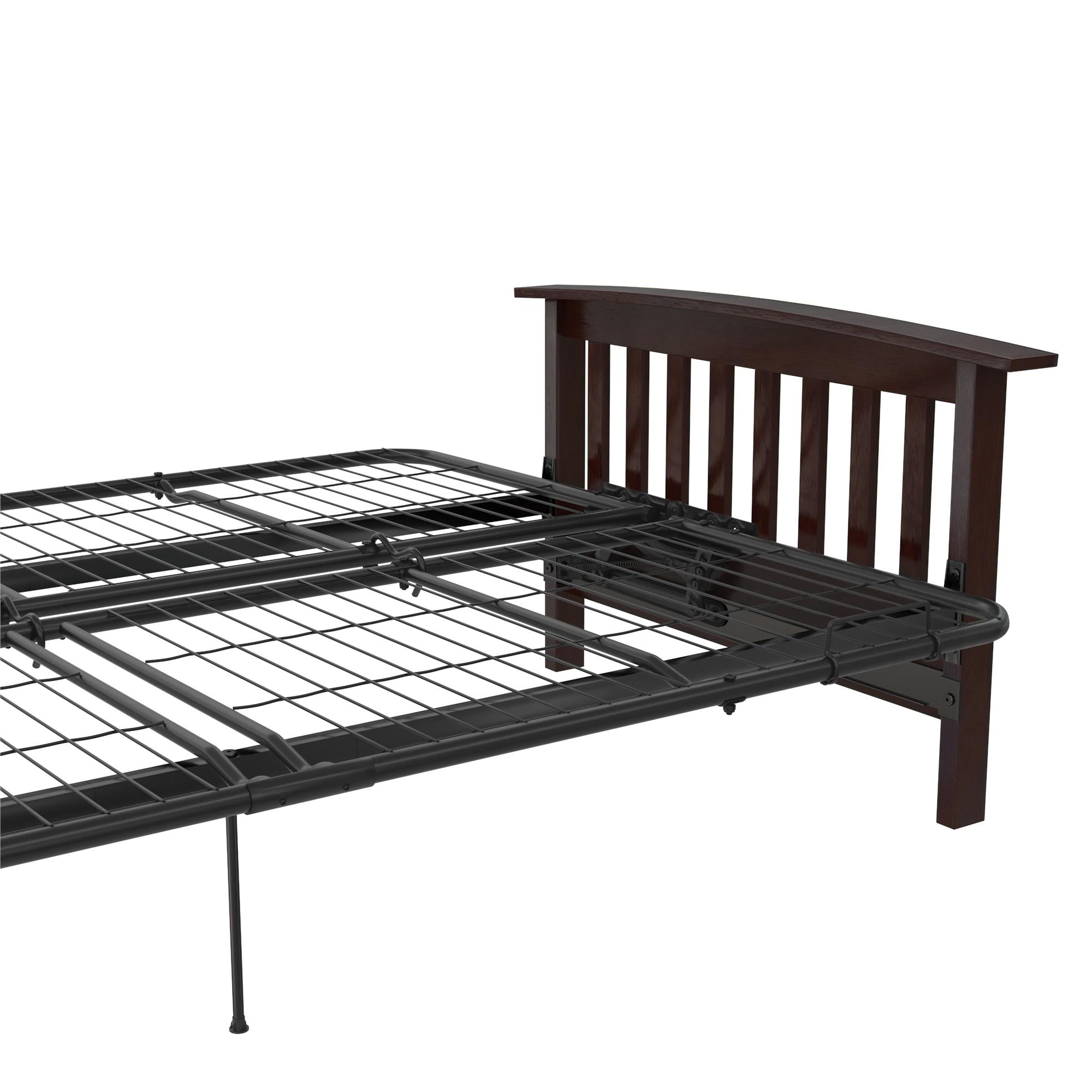 RealRooms Elbi Futon Frame with Wood Arms - Brown - Full