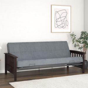 RealRooms Elbi Futon Frame with Wood Arms - Brown - Full