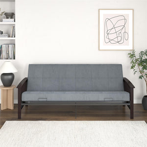 RealRooms Elbi Futon Frame with Wood Arms - Brown - Full