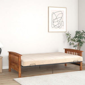 RealRooms Elbi Futon Frame with Wood Arms - Natural - Full