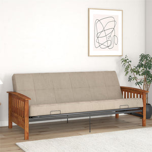 RealRooms Elbi Futon Frame with Wood Arms - Natural - Full