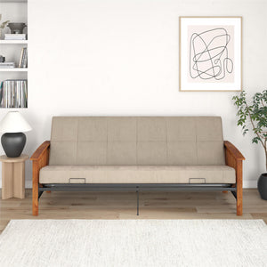 RealRooms Elbi Futon Frame with Wood Arms - Natural - Full