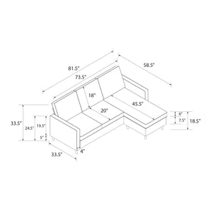 DHP Liah Sectional Sofa - Light Gray