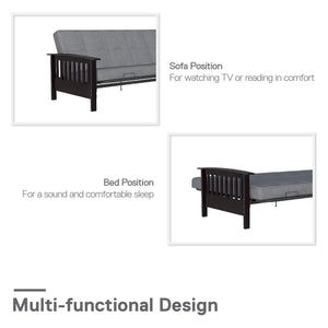 RealRooms Elbi Futon Frame with Wood Arms - Espresso - Full