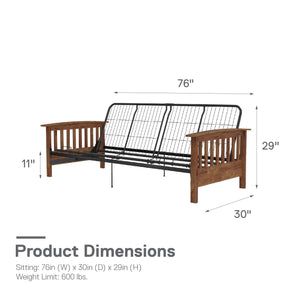 RealRooms Elbi Futon Frame with Wood Arms - Natural - Full