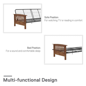 RealRooms Elbi Futon Frame with Wood Arms - Natural - Full