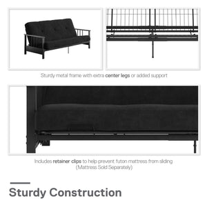 RealRooms Bretta  Metal Arm Futon Frame  - Black - Full