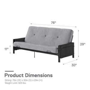 RealRooms Avanti Black Metal Futon Frame with Storage Pockets - Black - Full