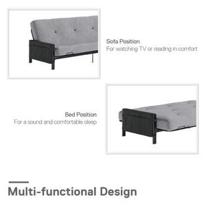 RealRooms Avanti Black Metal Futon Frame with Storage Pockets - Black - Full