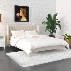 Novogratz Holly Upholstered Wingback Bed - Ivory - Queen