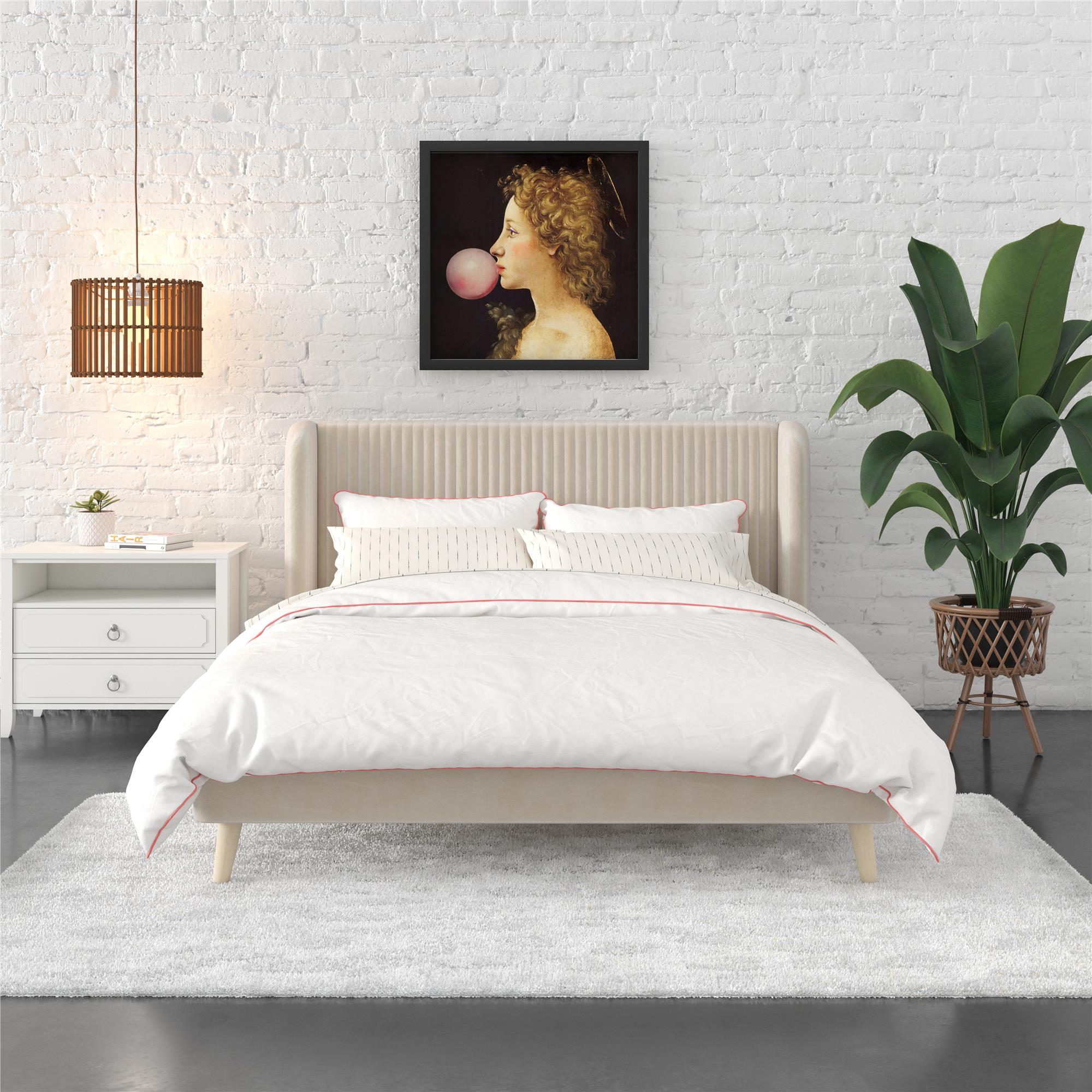 Novogratz Holly Upholstered Wingback Bed - Ivory - Queen