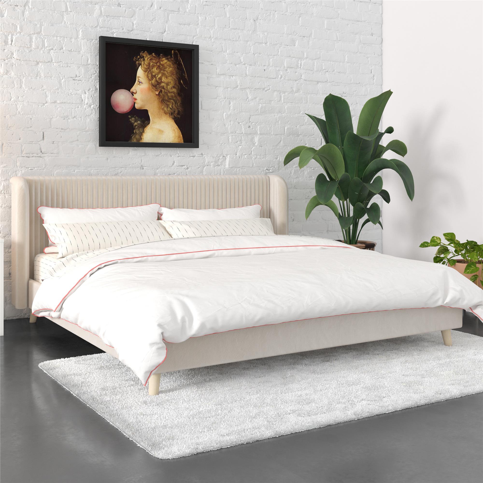 Novogratz Holly Upholstered Wingback Bed - Ivory - King