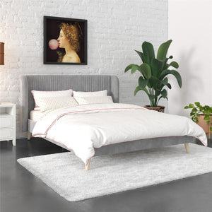 Novogratz Holly Upholstered Wingback Bed - Light Gray - Queen
