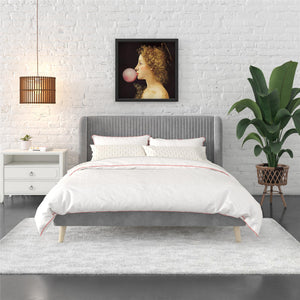 Novogratz Holly Upholstered Wingback Bed - Light Gray - Queen