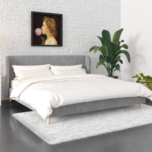 Novogratz Holly Upholstered Wingback Bed - Light Gray - King