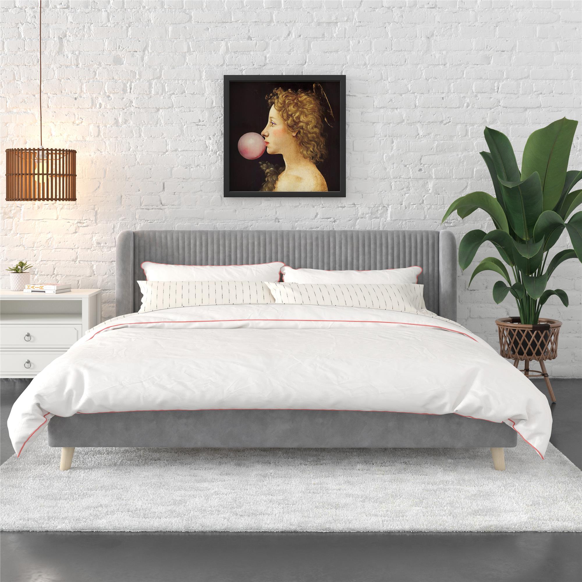 Novogratz Holly Upholstered Wingback Bed - Light Gray - King