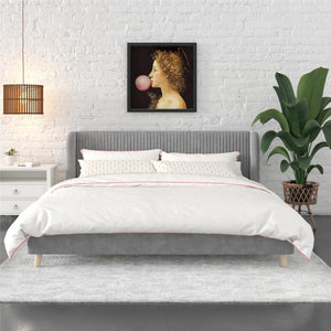 Novogratz Holly Upholstered Wingback Bed - Light Gray - King