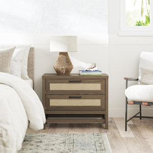 Ameriwood Home Lennon 2 Drawer Nightstand - Medium Brown
