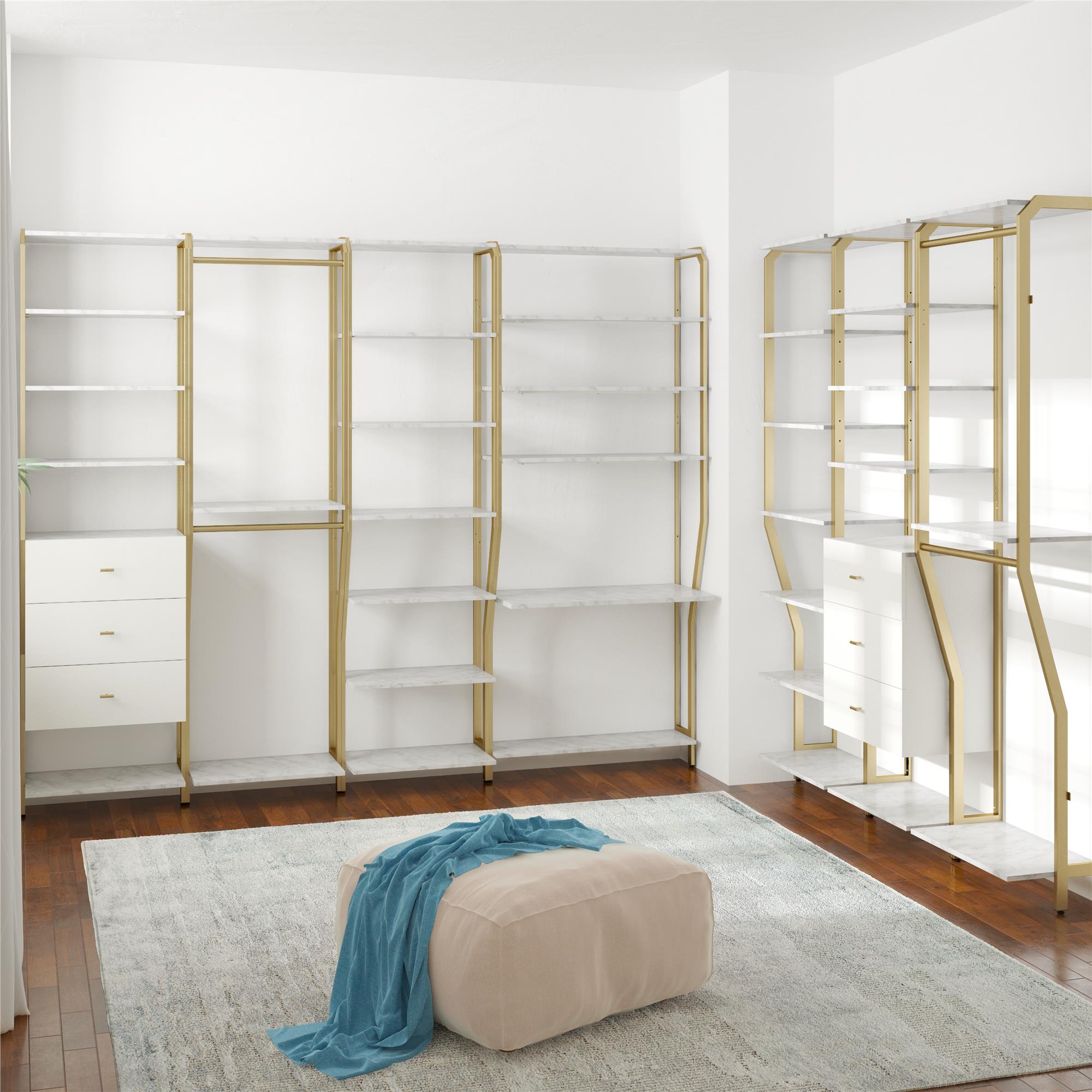 CosmoLiving Gwyneth Closet - Hanging Rods - White marble