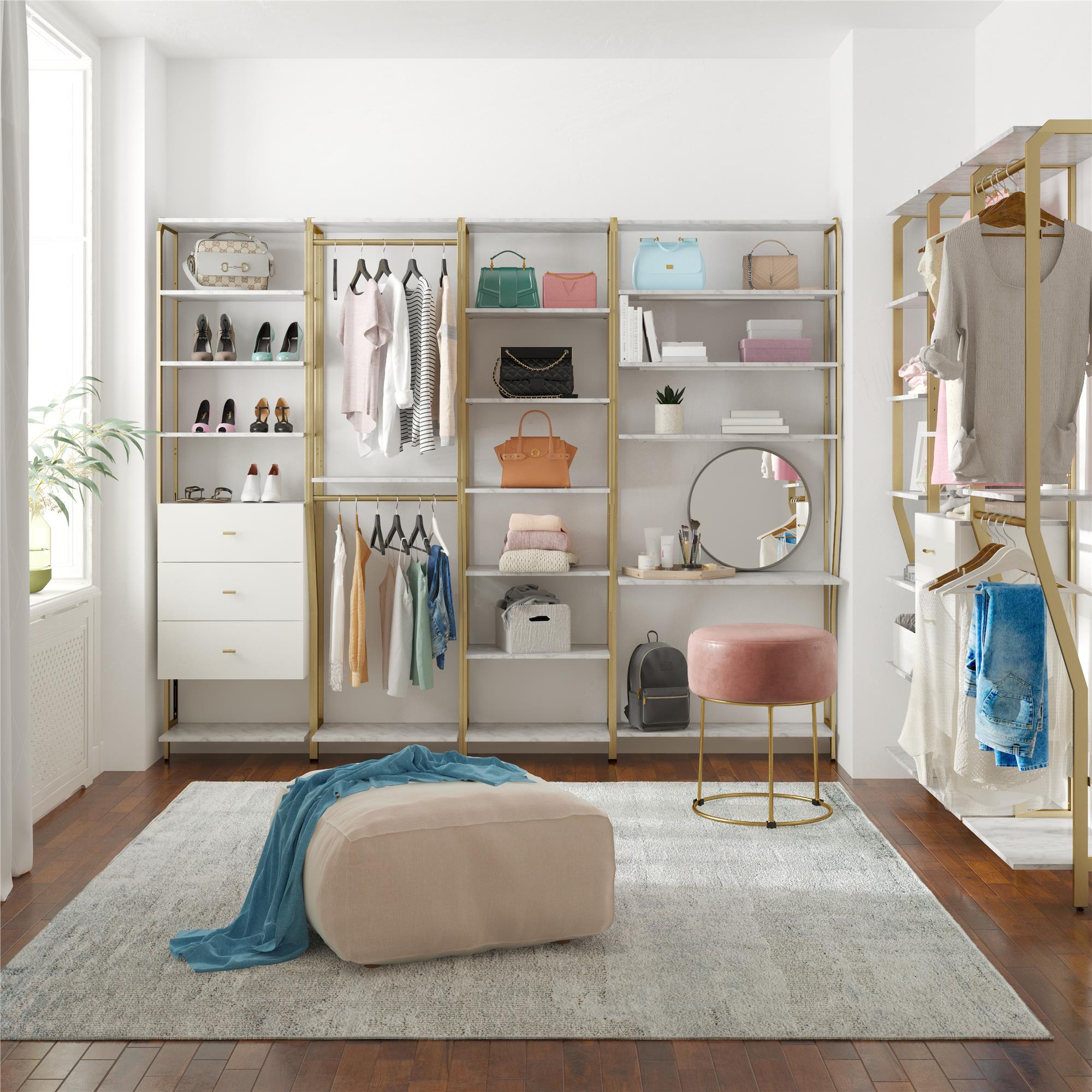 CosmoLiving Gwyneth Closet - Hanging Rods - White marble