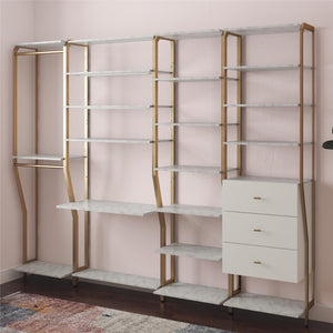 CosmoLiving Gwyneth Closet - 3 Drawers - White marble