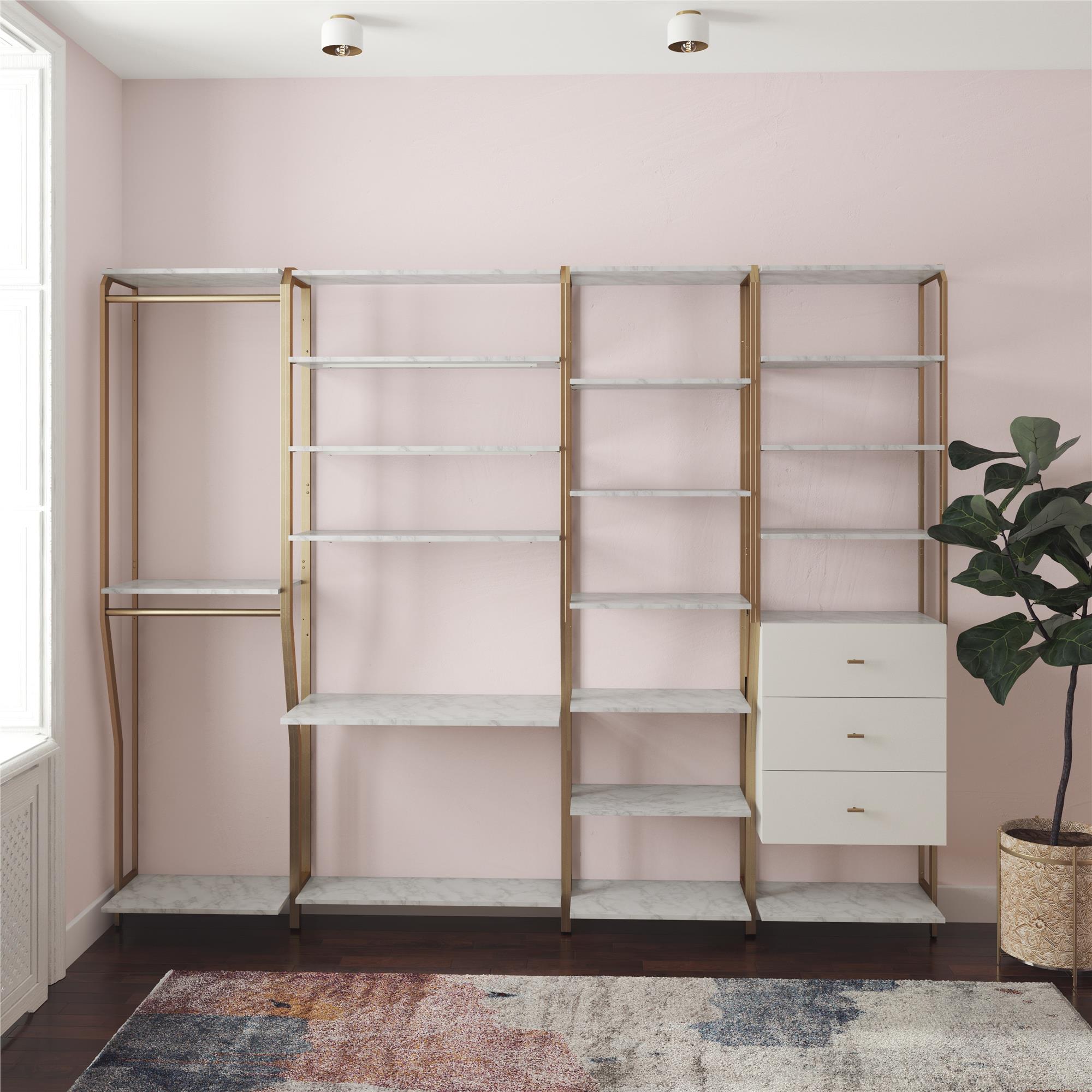 CosmoLiving Gwyneth Closet - 3 Drawers - White marble