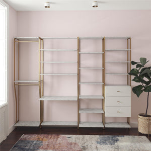 CosmoLiving Gwyneth Closet - 3 Drawers - White marble