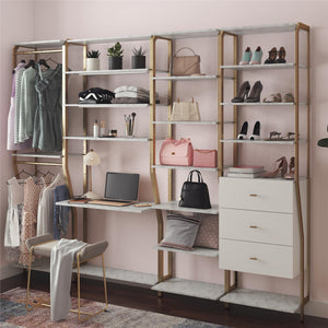 CosmoLiving Gwyneth Closet - 3 Drawers - White marble