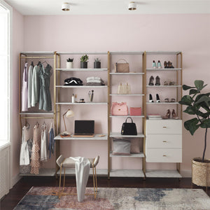CosmoLiving Gwyneth Closet - 3 Drawers - White marble