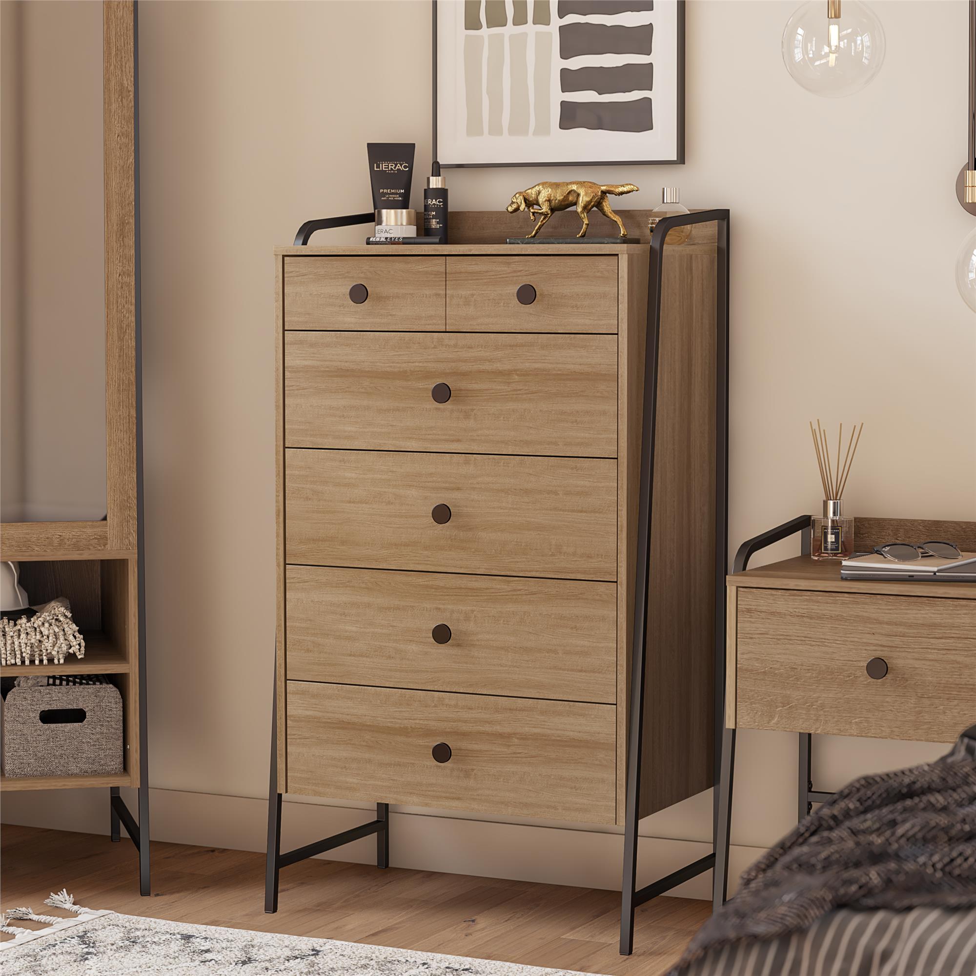 Novogratz Bushwick Tall 5 Drawer Dresser - Natural