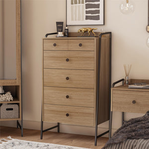 Novogratz Bushwick Tall 5 Drawer Dresser - Natural