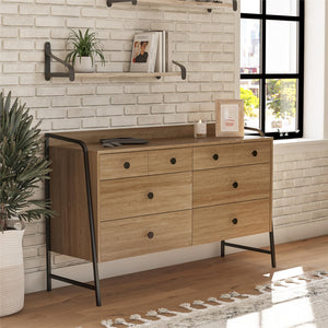 Novogratz Bushwick Wide 6 Drawer Dresser - Natural