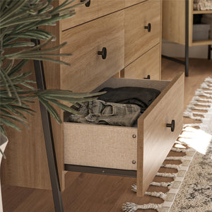 Novogratz Bushwick Wide 6 Drawer Dresser - Natural