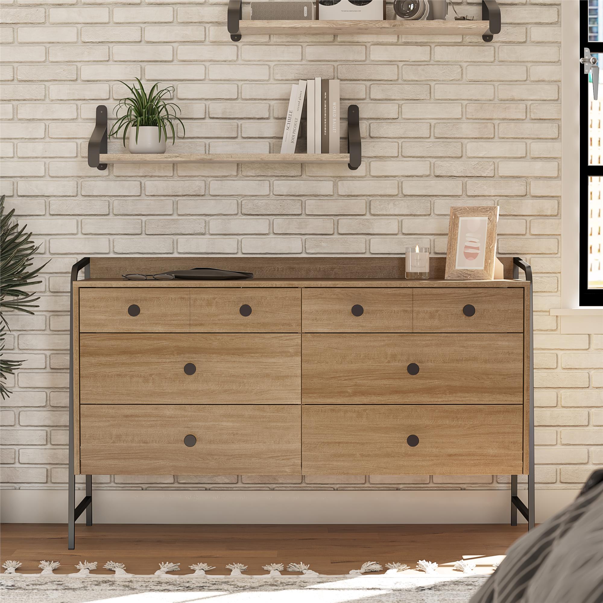Novogratz Bushwick Wide 6 Drawer Dresser - Natural