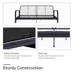 DHP Elbern Futon Set with Metal Frame and Mattress - Black - Full