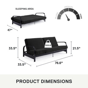 DHP Elbern Futon Set with Metal Frame and Mattress - Black - Full
