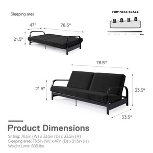 DHP Elbern Futon Set with Metal Frame and Mattress - Black - Full