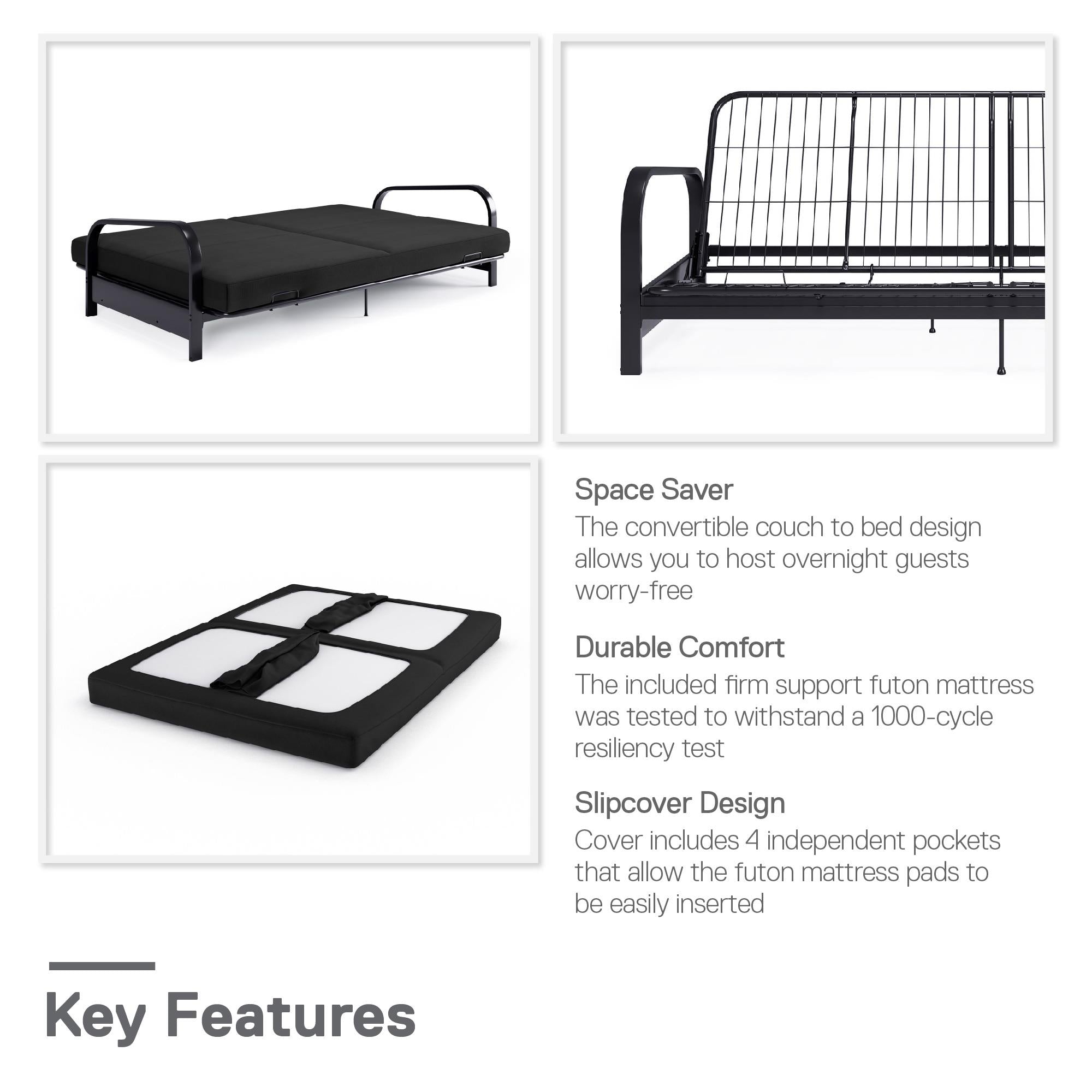 DHP Elbern Futon Set with Metal Frame and Mattress - Black - Full