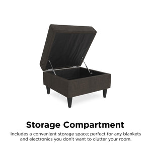 DHP Cooper Ottoman with Storage - Grey Linen