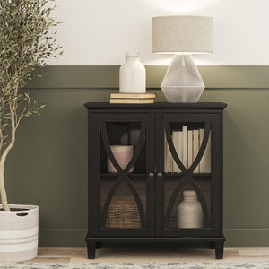 Ameriwood Home Celeste Accent Cabinet with Glass Doors - Black