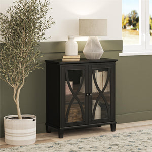 Ameriwood Home Celeste Accent Cabinet with Glass Doors - Black