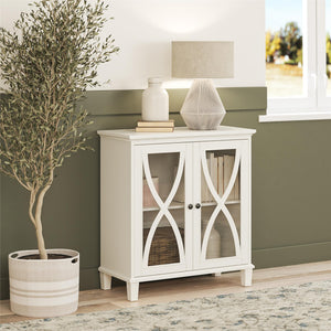 Ameriwood Home Celeste Accent Cabinet with Glass Doors - White