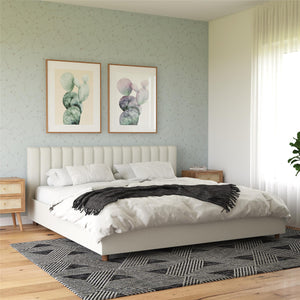 Novogratz Brittany Upholstered Bed with Storage Drawers - Gray - King