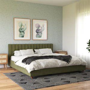 Novogratz Brittany Upholstered Bed with Storage Drawers - Green - King
